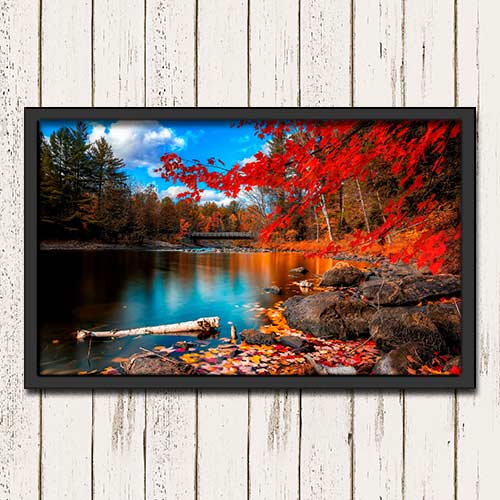 Quadro com fotos-paisagem rio de outono